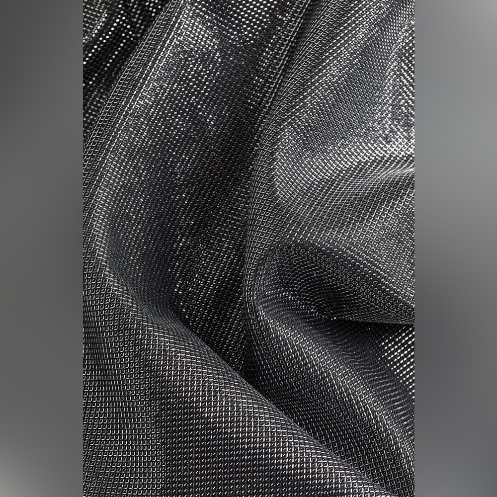 H&M Elegant Black/Silver-Colored Metallic Long Sleeve Lined Mini Dress - Picture 7 of 16